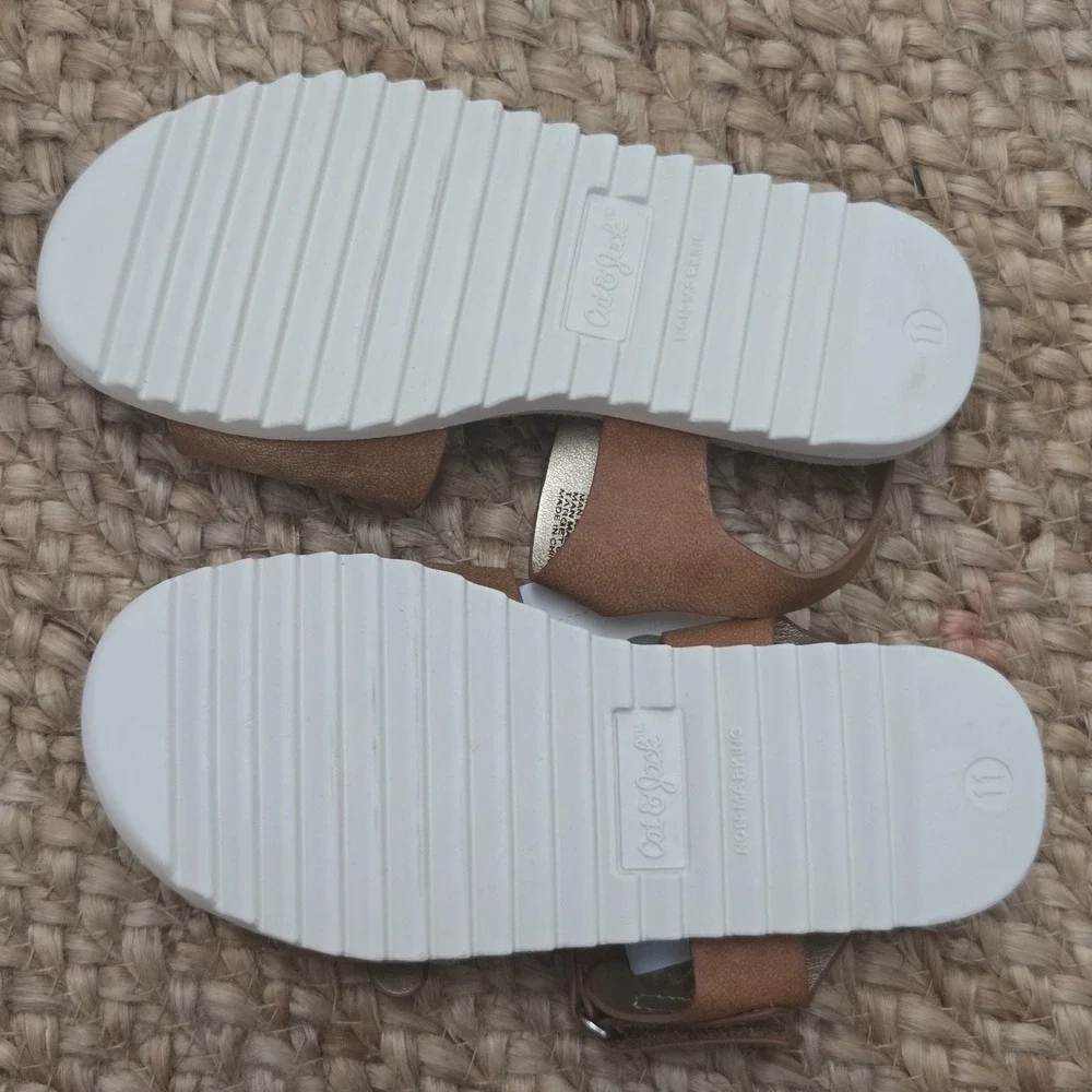 Cat & Jack Girls Shaelyn Footbed‎ Sandals Cognac Brown Size 11, NWT